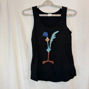 Womens Looney Tunes Road Runner Black Tank Top Size Small Funny Roadrunner